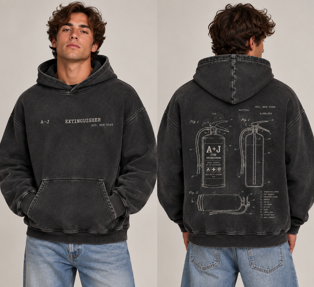 Diagram 1 Hoodie, on model